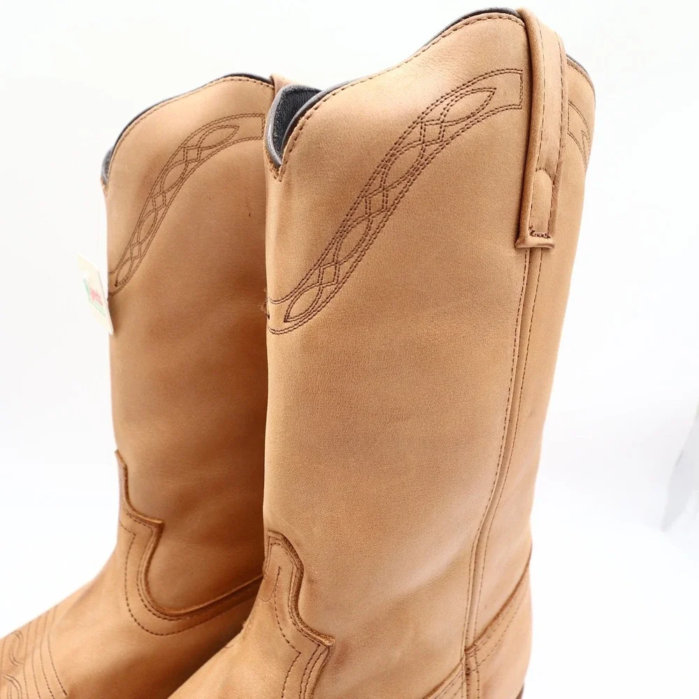 Laredo Y2K Western Boots Mens 12 D Tan Brown Leather Work Cowboy 2104 NIB